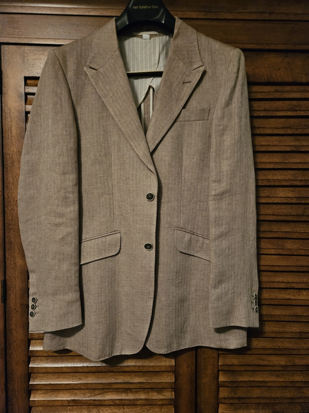 Hickey Freeman Taupe Textured Sport Coat 38R Sport Jacket 2 Button